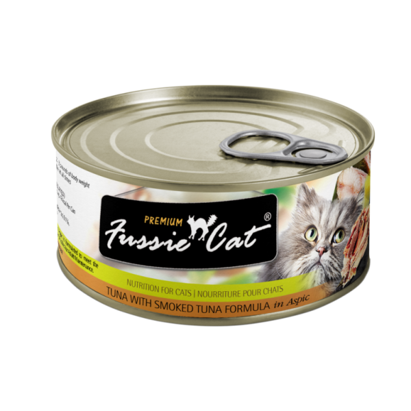 Fussie Cat Canned Cat Food Tuna & Smoked Tuna 2.8oz For Sale