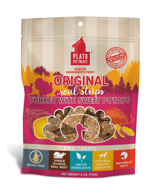 Plato Pet Treats Real Strips Turkey & Sweet Potato Sale