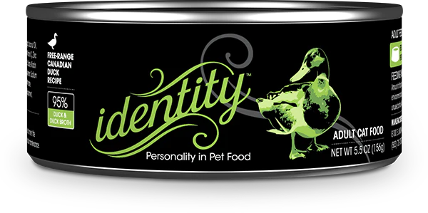 Identity Pet Cat Canned 95% Free Range Canadian Duck  Recipe 5.5oz For Discount