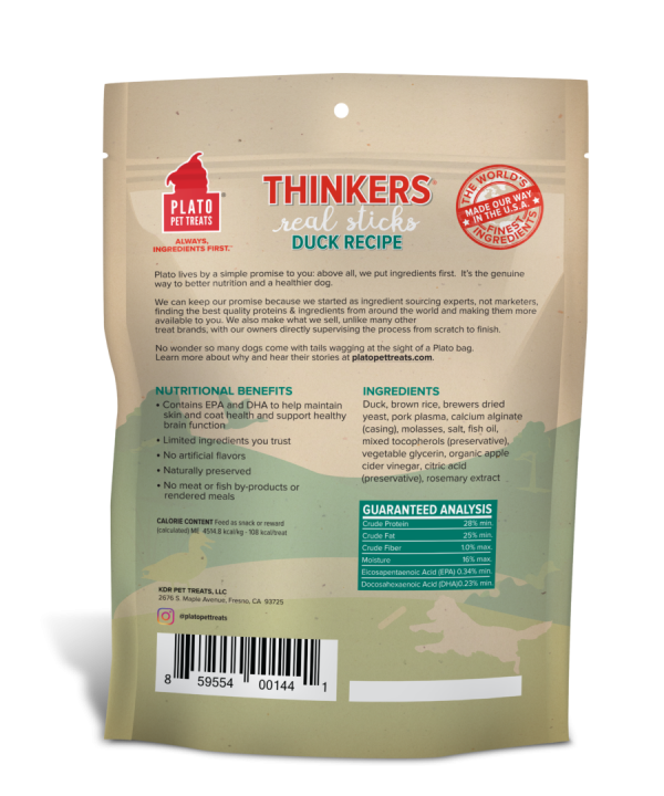 Plato Pet Treats Thinkers Real Sticks Duck Cheap