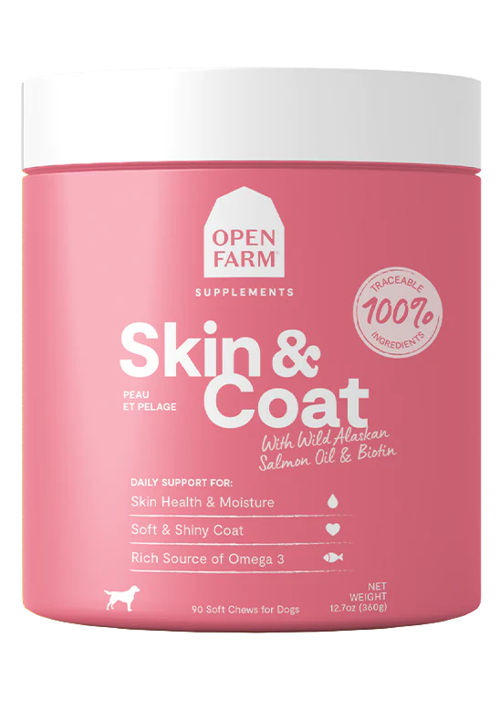 Open Farm Skin & Coat Supplement Chews 90 Count For Sale