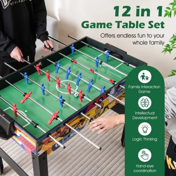 12-in-1 Combo Game Table Set with Foosball, Air Hockey, Pool, Chess and Ping Pong Online Sale