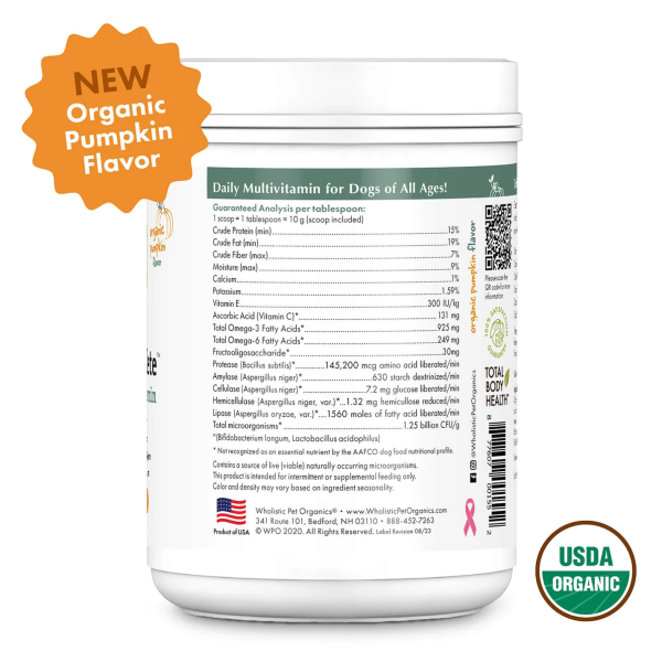 Wholistic Pet Organics Canine Complete Enhanced Multivitamin Organic Pumpkin Online