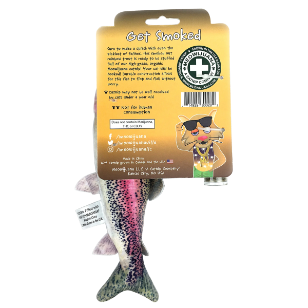 Meowijuana Get Smoked Rainbow Trout Refillable Catnip Cat Toy Fashion