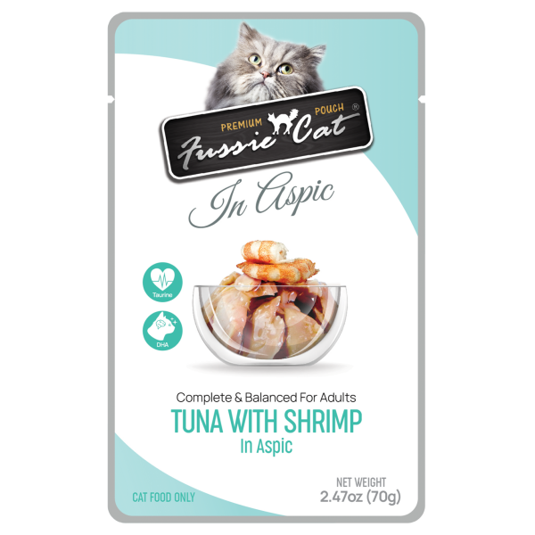 Fussie Cat Pouch Tuna With Shrimp In Aspic 2.47oz For Discount