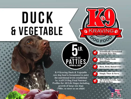 K9 Kravings Raw Duck Patties 5lb Supply