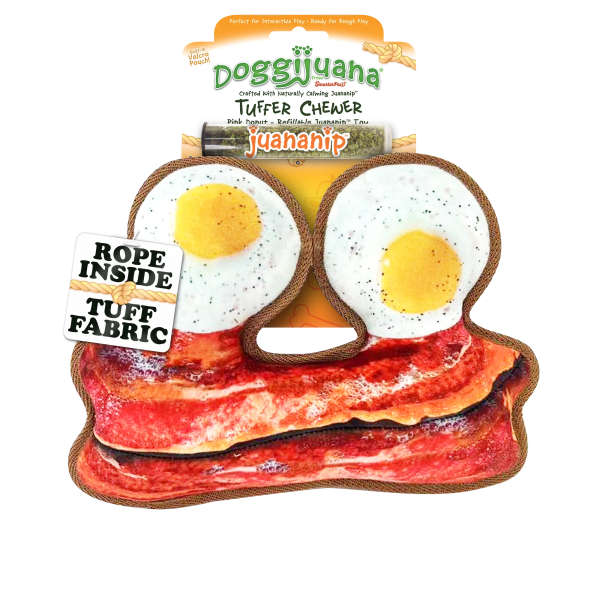 Doggijuana Tuffer Chewer Eggs & Bacon Dog Toy For Cheap