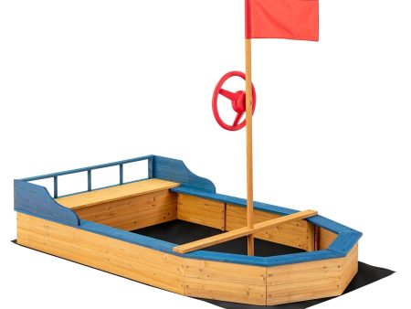 Kids  Pirate Boat Sandbox with Flag and Rudder Online now