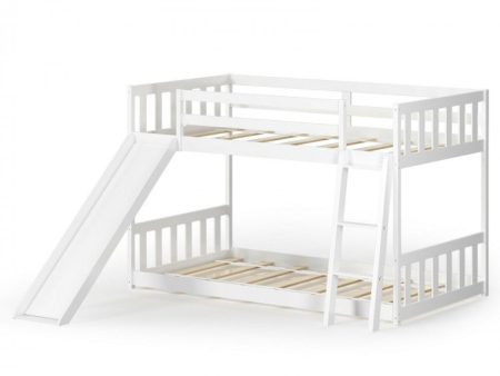 Twin Over Twin Wooden Bunk Bed with Slide Ladder for Kids Cheap