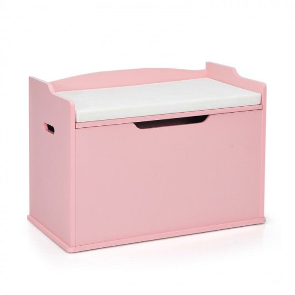 Wooden Toy Chest + Bench - Pink For Sale