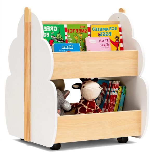 Kids Wooden Bookshelf with Universal Wheels For Sale