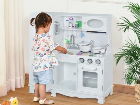 Qaba Large Kids Kitchen Playset With Telephone, Water Dispenser Simulation Cooking Set Cheap