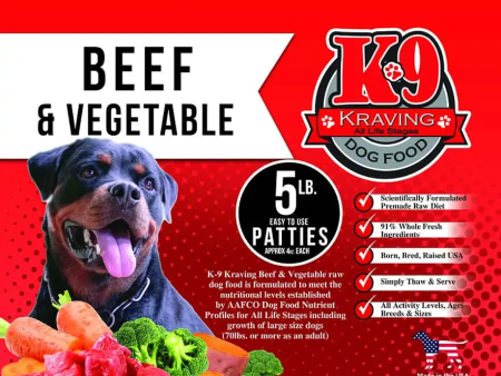 K9 Kravings Raw Beef & Vegetable Patty 5lb Hot on Sale