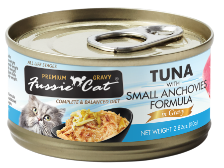 Fussie Cat Canned Tuna With Small Anchovies & Gravy 2.8oz Online now