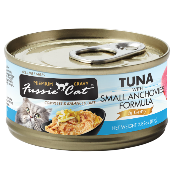 Fussie Cat Canned Tuna With Small Anchovies & Gravy 2.8oz Online now