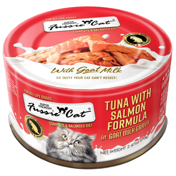 Fussie Cat Canned Tuna With Salmon & Goat Milk Gravy 2.47oz Supply