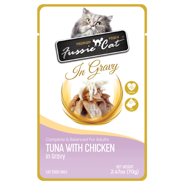 Fussie Cat Pouch Tuna With Chicken In Gravy 2.47oz For Discount