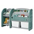 Kids Toy Storage Organizer with 2-Tier Bookshelf and Plastic Bins Fashion