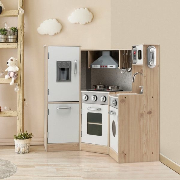 Kids Corner Wooden Kitchen Playset with Cookware Accessories Online