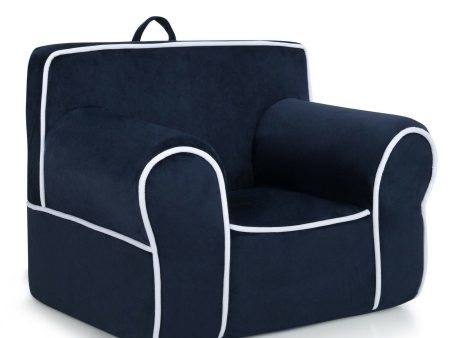 Kids Velvet Sofa Chair - Navy Blue For Cheap