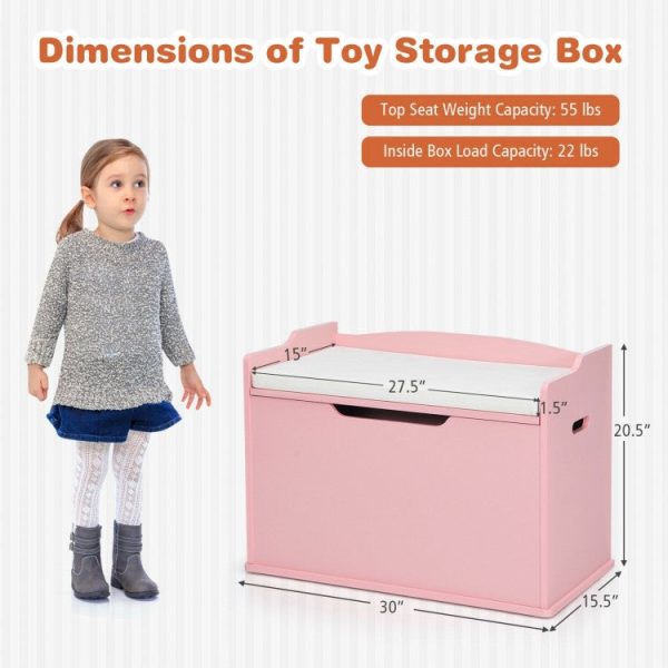 Wooden Toy Chest + Bench - Pink For Sale