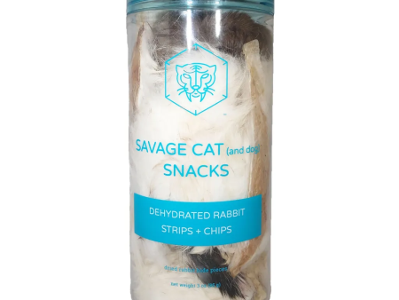 Savage Cat Dehydrated Rabbit Strips & Chips 3oz For Sale