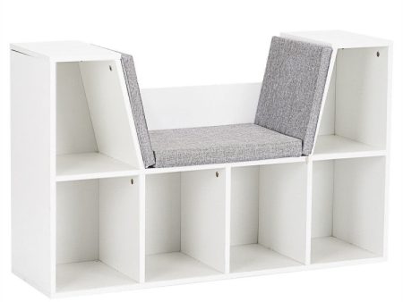 6-Cubby Kid Storage Bookcase with Cushioned Reading Nook Sale