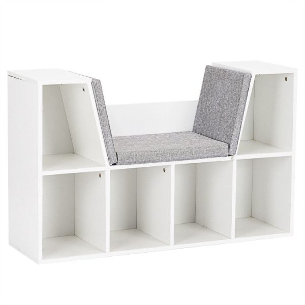 6-Cubby Kid Storage Bookcase with Cushioned Reading Nook Sale