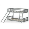 Twin Over Twin Wooden Bunk Bed with Slide Ladder for Kids Cheap