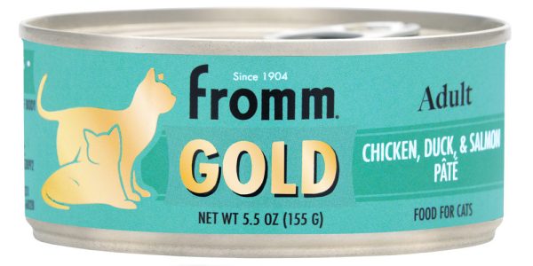 Fromm Canned Cat Food Gold Adult Chicken Duck & Salmon Pate 5.5oz For Sale