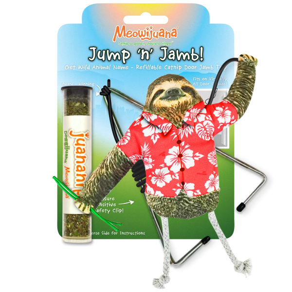 Meowijuana Jump N Jamb Get Wild Sloth Refillable Catnip Cat Toy Cheap