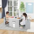 4-in-1 Kids Table and Chairs with Multiple Storage for Learning - Gray on Sale