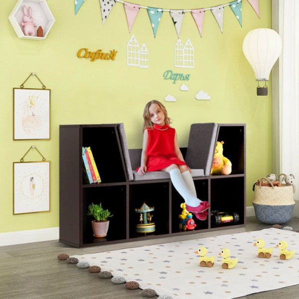 6-Cubby Kid Storage Bookcase with Cushioned Reading Nook Sale