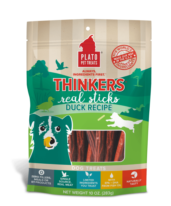 Plato Pet Treats Thinkers Real Sticks Duck Cheap