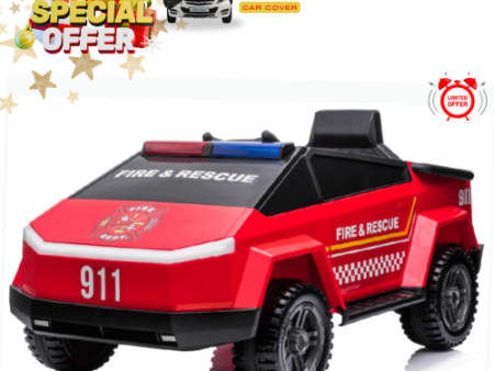 KidsVIP Kids Ride on Fire Truck 12V Battery Powered Electric 4x4 AWD Remote Control Car: Rubber Wheels, 1 Leather Seat, Emergency Siren, Music Player, Lights Online now