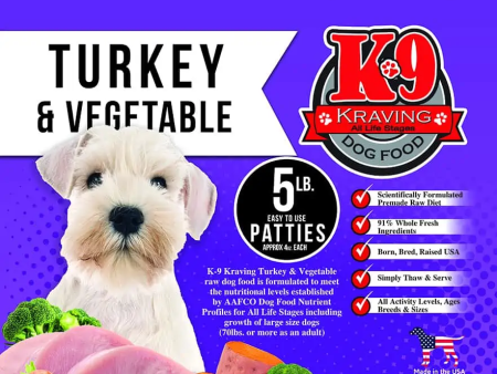 K9 Kravings Raw Turkey & Vegetable Patty 5lb For Discount