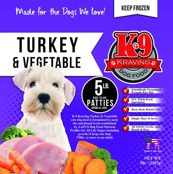 K9 Kravings Raw Turkey & Vegetable Patty 5lb For Discount