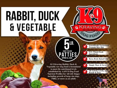 K9 Kravings Raw Rabbit Duck & Vegetable Patty 5lb For Discount