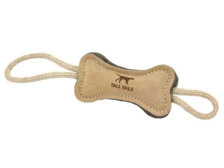 Tall Tails Leather Rope Bone Tug Toy Online now