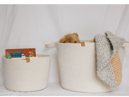 Woven Handmade Basket Bundle - 1 Medium 1 Large For Cheap