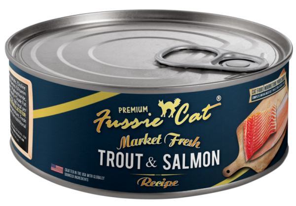 Fussie Cat Market Fresh Canned Cat food Trout & Salmon 5.5oz Fashion