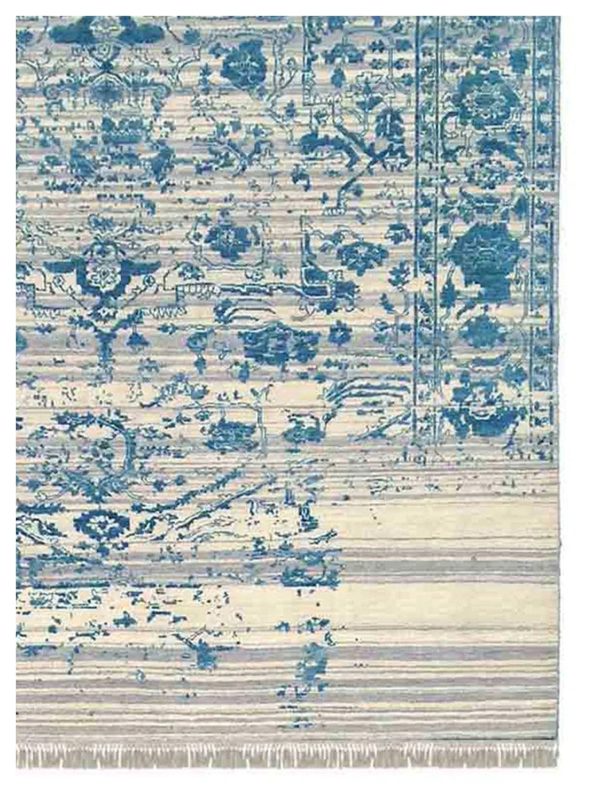 Limited DALBY DA-722 Ivory Blue  Transitional Knotted Rug Online Hot Sale