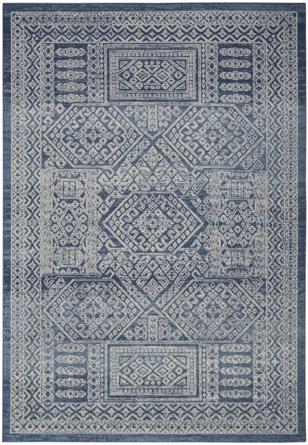 Nourison Home Lillian LIL03 Navy Cream Traditional Flat Weave Rug Supply