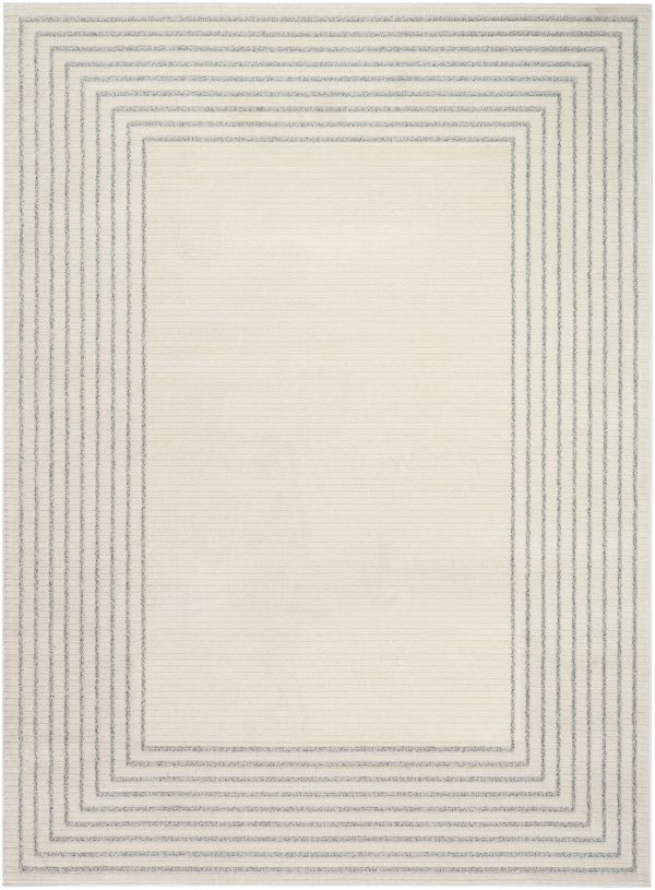 Nourison Home Ivory Hues IVH03 Ivory Grey Contemporary Power-loomed Rug Online Hot Sale