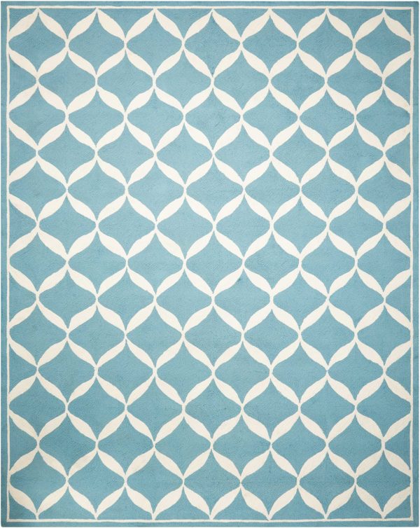 Nourison Home Decor DER06 Aqua White Contemporary Tufted Rug Discount