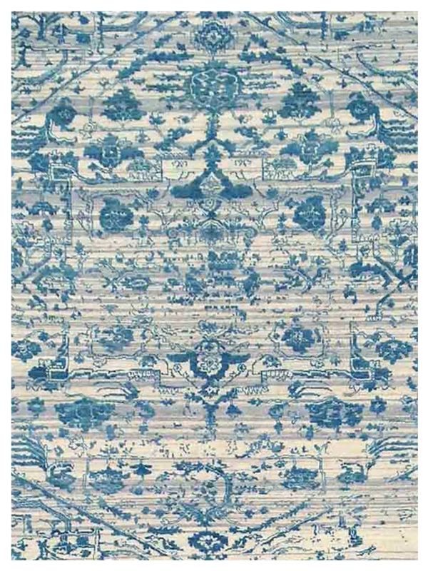 Limited DALBY DA-722 Ivory Blue  Transitional Knotted Rug Online Hot Sale