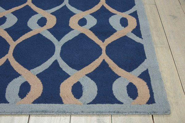 Nourison Home Decor DER04 Navy Contemporary Tufted Rug For Sale