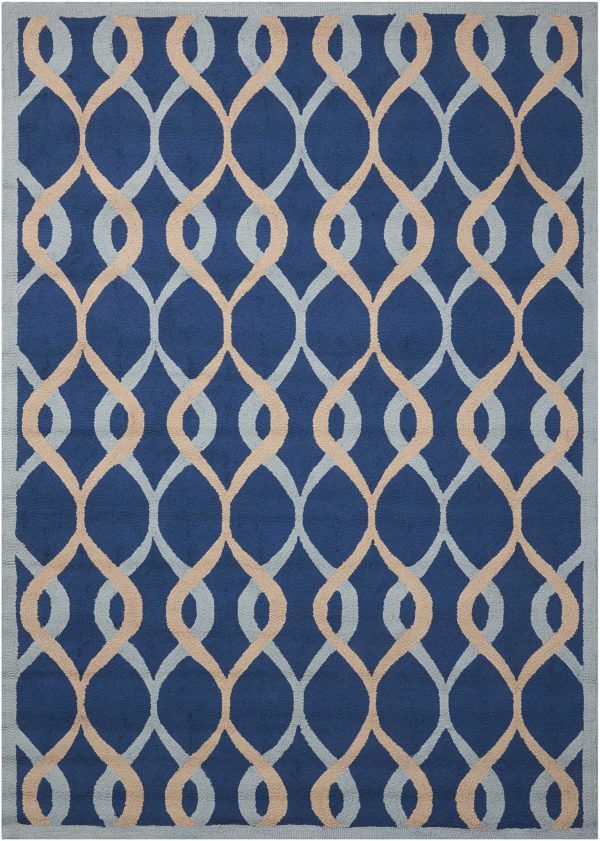 Nourison Home Decor DER04 Navy Contemporary Tufted Rug For Sale