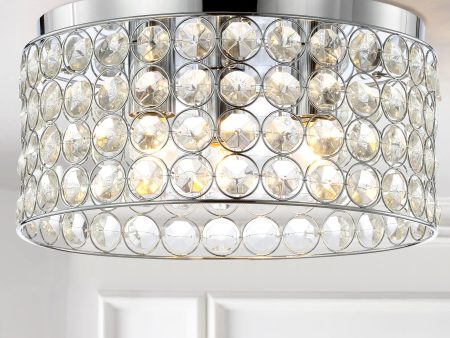 Jonathan Y Ellen 15  3-Light Crystal Metal LED Flush Mount Discount