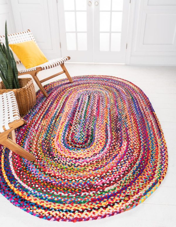 Unique Loom Braided Chindi Rug Cheap